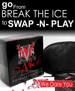 DVS Dark Swingers Edition card game box with promotional text on a black background
