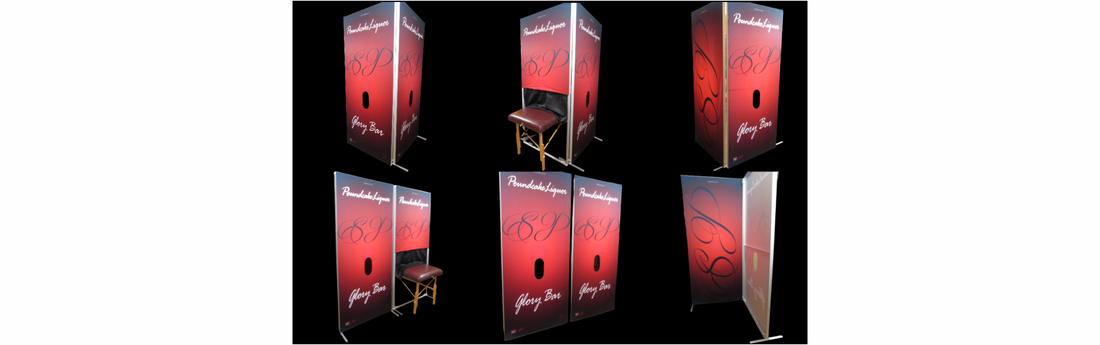Showing Multiple Set up and panel options for Gloryhole Booth Custom Design logo