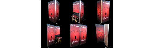 Showing Multiple Set up and panel options for Gloryhole Booth Custom Design logo