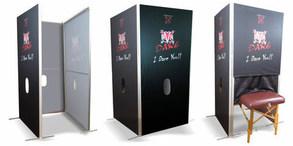 The first of it's kind completely portable fantasy booth that converts to multiple glory hole designs including Czech style Interior exterior and Czech style view massage table