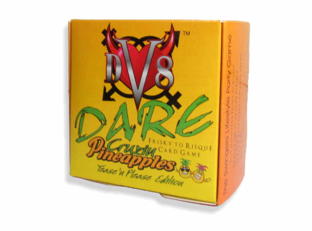 DV8 Dare Cruzin Pineapples Tease and Please Edition Box 34 View Colorful Pineapple themed box wth Cruizn Pineapples design cute pineapples logo holding hands adult pineapple card game 