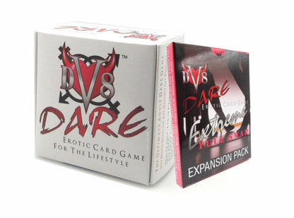DV8 Dare Erotic Dare Game for the Lifestyle Ice Breaker Game in white box Pictured with Extreme Full Swap Expansion Pack in paired together in Photo Upgrade