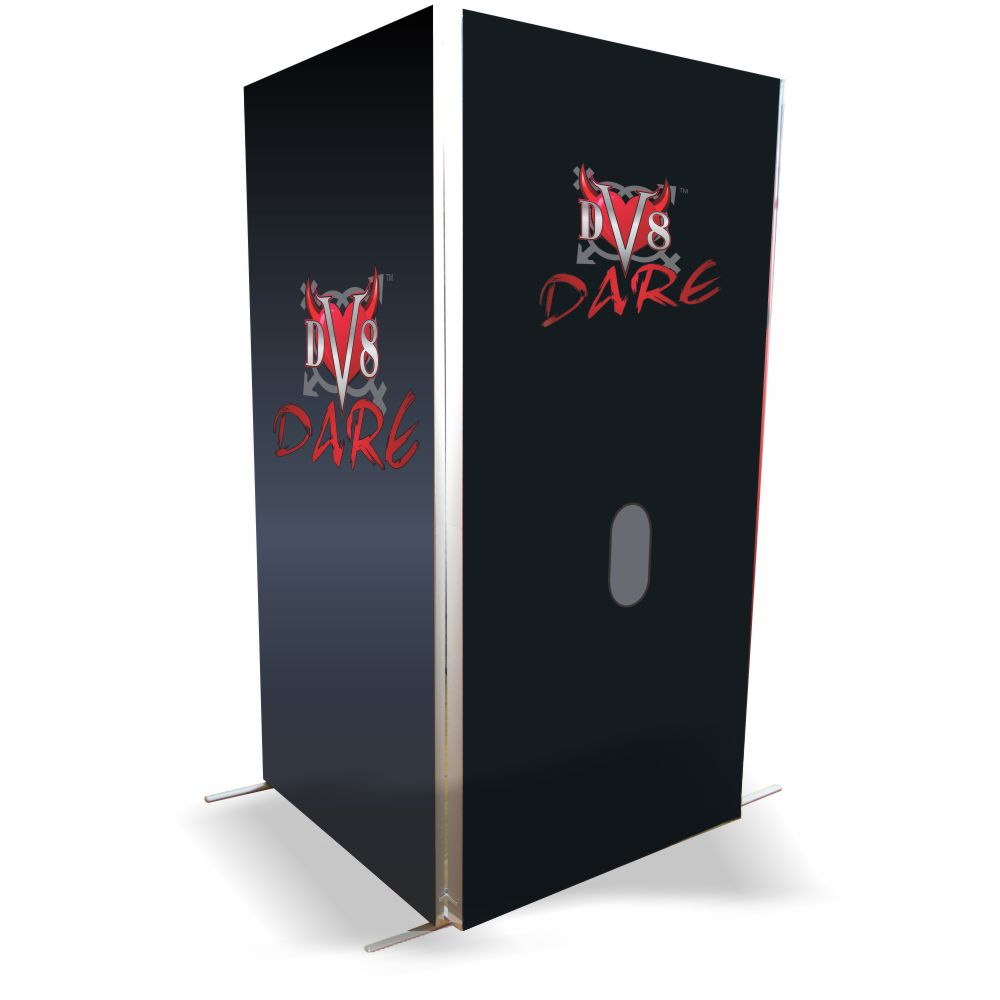 DV8 Dare Pandoras Box Fantasy Booth Product Image Three Quarter View with One Traditional Glory  Hole and Privacy Wall 