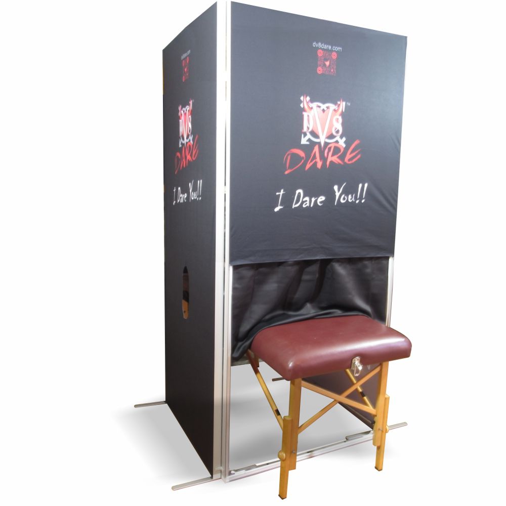 The first of it's kind completely portable fantasy booth with side Glory Holes and Czech Style Reverse Glory Hole and Massage Table 